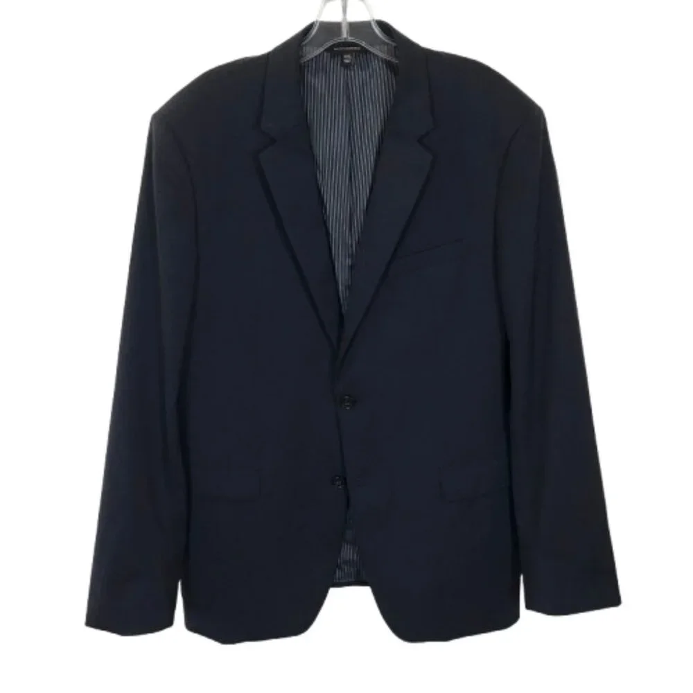Mens Size 44 LONG 44L Banana Republic Navy Italian Stretch Wool Blazer Jacket